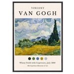 Galrie Van Gogh Wheat Field with Cypresses Art Print - Post-Impressionist Masterpiece, Black Frame, 70 x 100cm (28 x 40inch)
