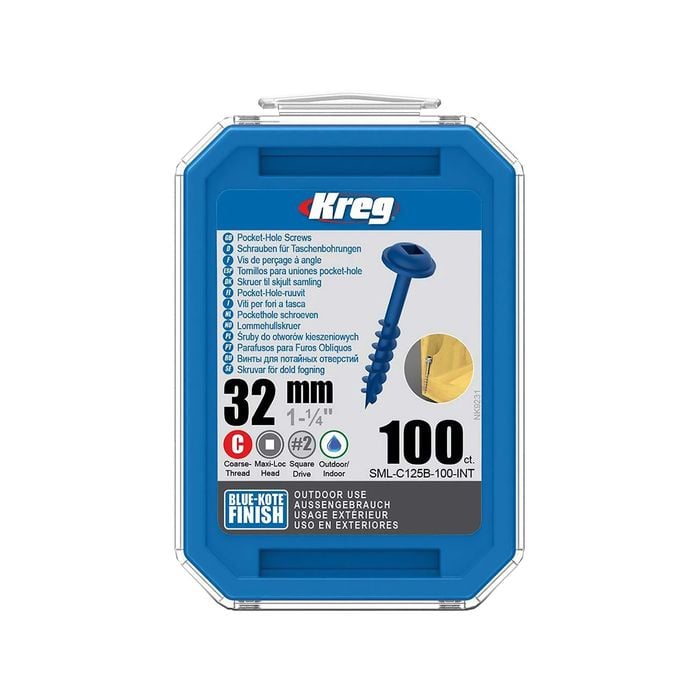 Kreg 32mm Blue-Kote MaxiLoc Head Heavy Duty Coarse Thread Pocket-Hole Screws - 100 Pack