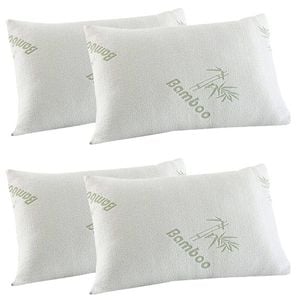 2x 2pc Royal Comfort Bamboo Covered Memory Foam Bedding Pillow 56x36cm - White