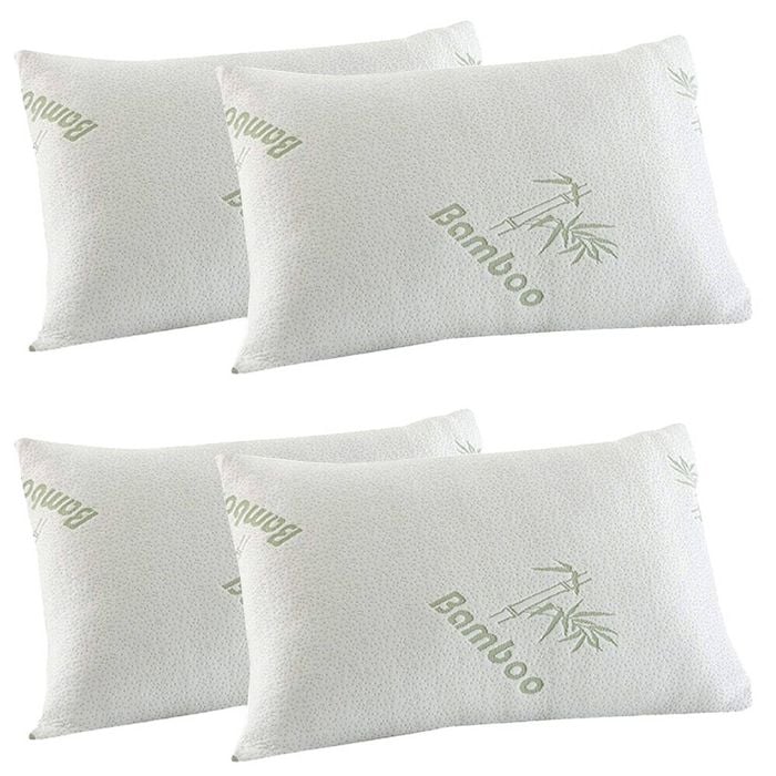 2x 2pc Royal Comfort Bamboo Covered Memory Foam Bedding Pillow 56x36cm - White