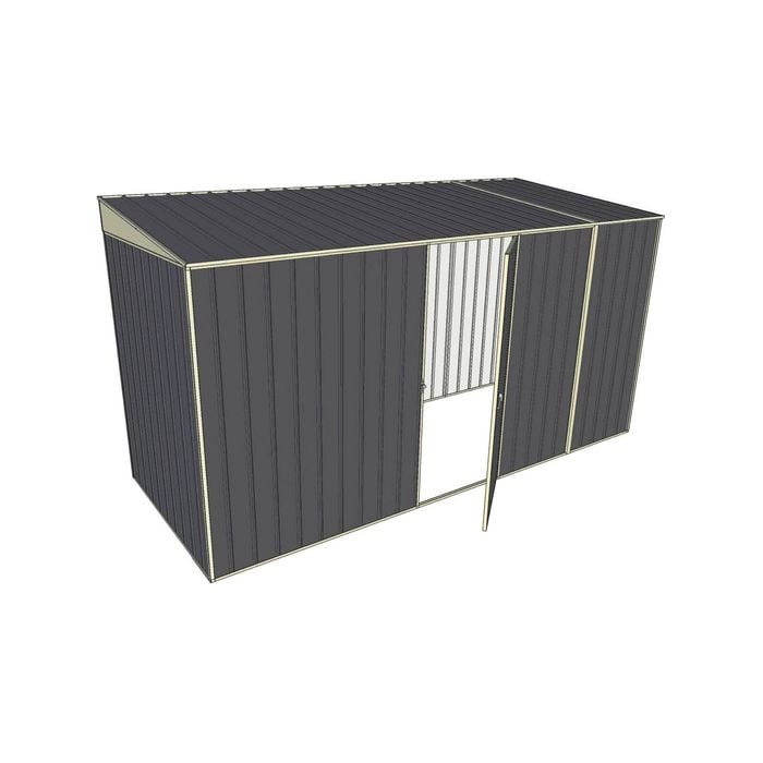 Build-a-Shed 1.5 x 3.7 x 2m Single Hinged Side Door Skillion Shed - Grey