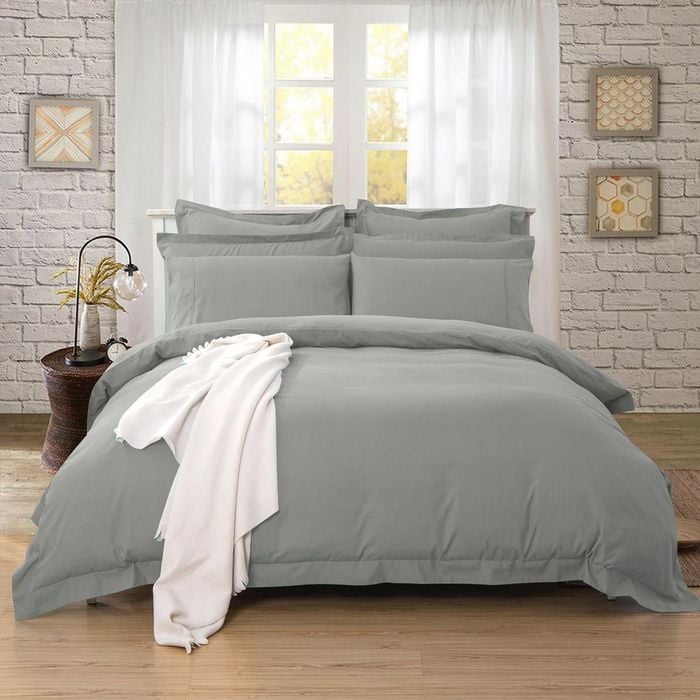 Fabric Fantastic 1000tc Tailored Double Size Grey Quilt/doona/duvet Cover Set