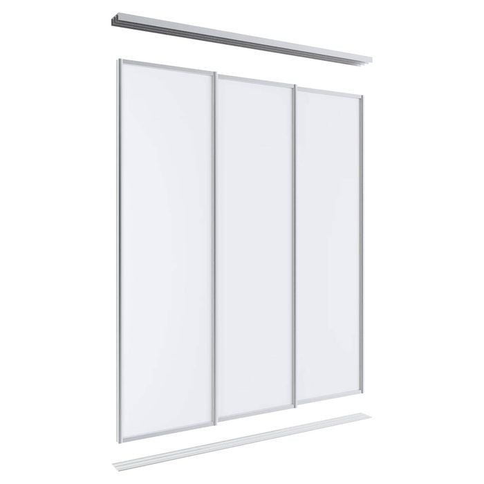 Lugna 2100 x 1800mm Clear Anodised Melamine Wardrobe Triple Sliding Doors