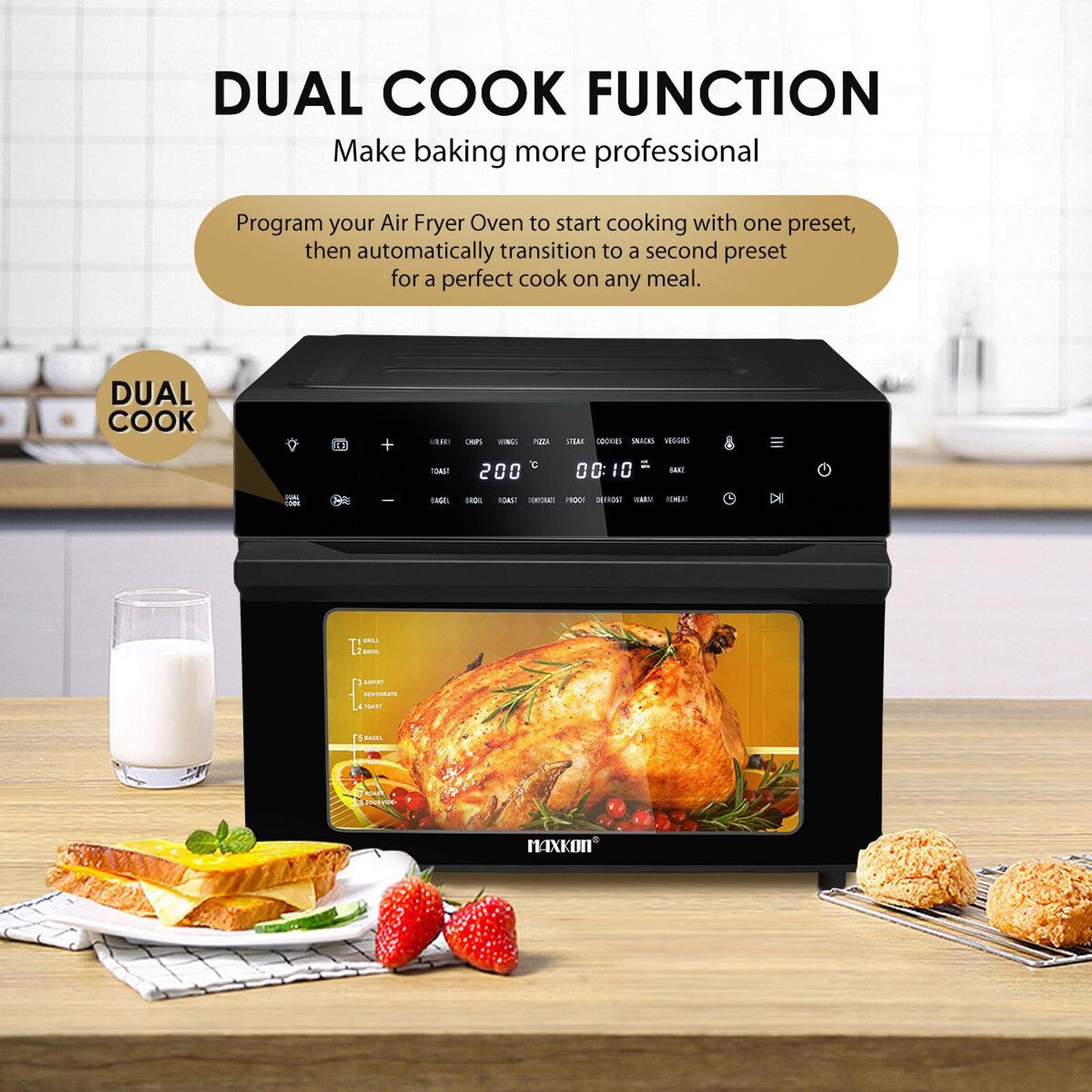 Maxkon Air Fryer Large Convection Oven Electric Digital Toaster Big Air Cooker Oil Free 1800w 30l Dual Cook Function Black Bunnings Australia