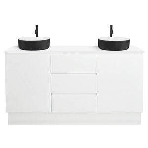 CIBO 1500mm White Nordic Full Height Bathroom Vanity With Black And White Basins