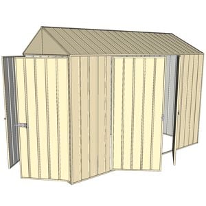 Build-a-Shed 1.5 x 3.0 x 2.3m Double Hinged Side Door Gable Shed - Cream