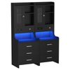 Ufurniture Tall LED Bedside Table with 4 Drawers, Shelves & Charging Station