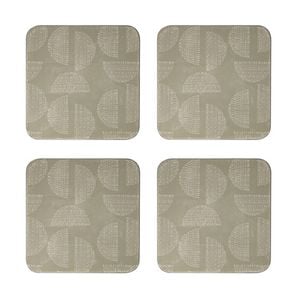 4PK Ladelle Splice Hardboard Square Cup Coaster 10cm Holder - Moss
