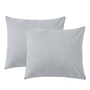 LINENOVA 2PCS 100% Cotton Pillow Cases Slip Cover Pillowcase - Silver European