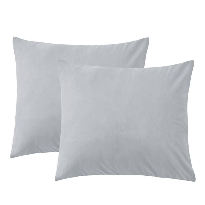 LINENOVA 2PCS 100% Cotton Pillow Cases Slip Cover Pillowcase - Silver European