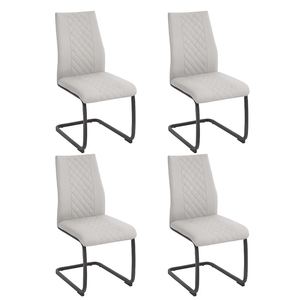 Foret Grey Dining Chairs 4pcs Diamond Stitch Design Black Metal Legs Modern