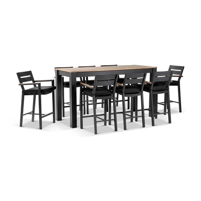 Balmoral 2M Aluminium Bar Table With 8 Capri Bar Stools