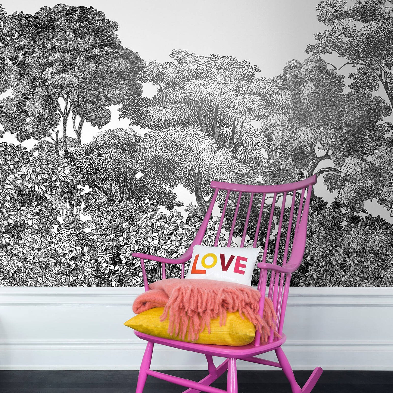 Wallpaper Trader Bellewood - Black Toile - Size Sq Metre