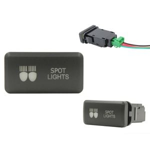 Switch Boss Green LED Horizontal Switch fits Toyota Hilux (2005-2015) 120 Series (2003-2009) - Spot Lights