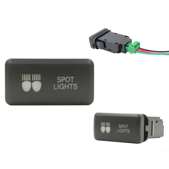 Switch Boss Green LED Horizontal Switch fits Toyota Hilux (2005-2015) 120 Series (2003-2009) - Spot Lights