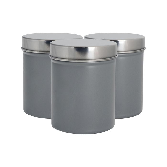 Harbour Housewares Round Metal Storage Canisters - 1L - Pack of 3