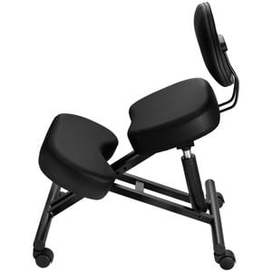 Vevor Ergonomic Kneeling Chair With Backrest Wheels Black Adjustable Height Thick Foam Cushions