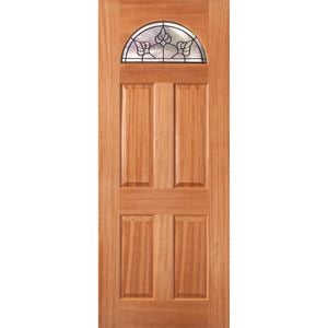 Woodcraft 2040 x 820 x 40mm Entrance Door Carolina Black Leadlight  Glass TG3 GlassCBB