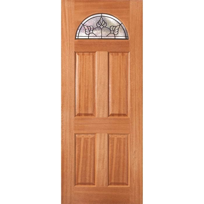 Woodcraft 2040 x 820 x 40mm Entrance Door Carolina Black Leadlight  Glass TG3 GlassCBB