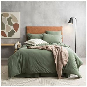 Renee Taylor Comfort T’s Organic Cotton Jersey Quilt Cover Set Olive Double