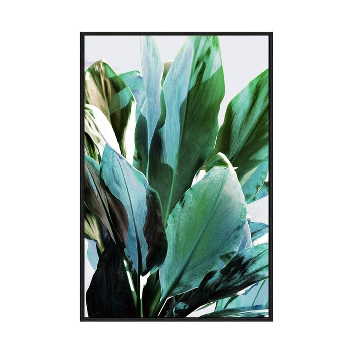 Artey | Green Leaves II - Framed Canvas - Black Frame - 110 x 165cm