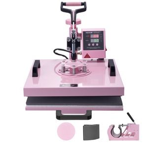 VEVOR Heat Press Machine Pink 5 in 1 with 30 oz 360° Swing Away for Home