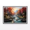 Waterfall in Autumn Forest  Print 100% Australian Made 120x90cm  (Poster)