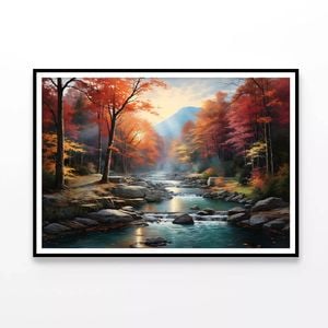 Waterfall in Autumn Forest  Print 100% Australian Made 120x90cm  (Poster)