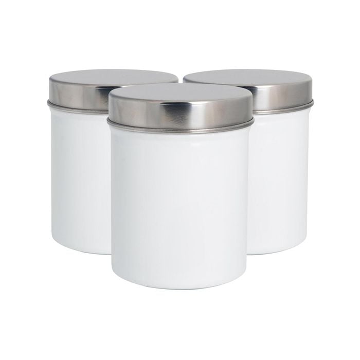 Harbour Housewares Round Metal Storage Canisters - 1L - Pack of 3