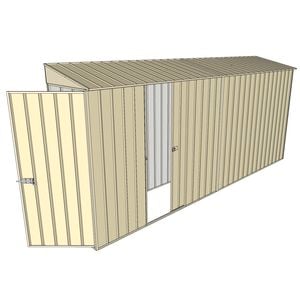 Build-a-Shed 0.8 x 4.5 x 2m Hinged Door Tunnel Shed With Single Sliding Side Door - Cream