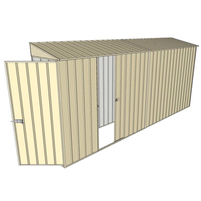 Build-a-Shed 0.8 x 4.5 x 2m Hinged Door Tunnel Shed With Single Sliding Side Door - Cream