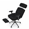 Ufurniture Criss Cross Chair w/ Adjustable Armrests & Footrest Teddy Fleece Office Chair w/ 135° Reclining Backrest Black