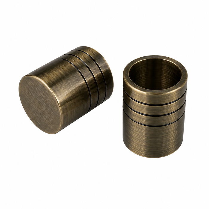 Pillar 25mm Antique Brass Curtain Rod Finial Barrel