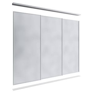 Lugna 2100 x 1801-2700mm Clear Anodised Mirror Wardrobe Triple Sliding Doors