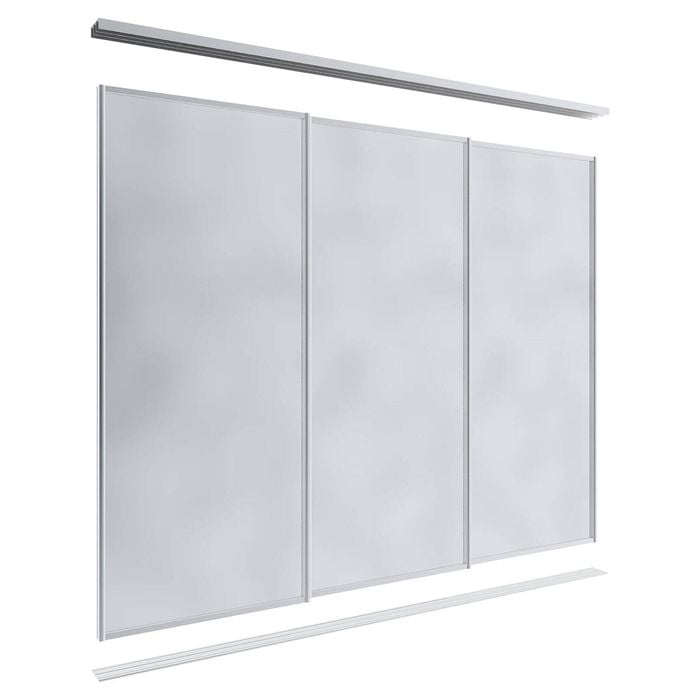 Lugna 2100 x 1801-2700mm Clear Anodised Mirror Wardrobe Triple Sliding Doors