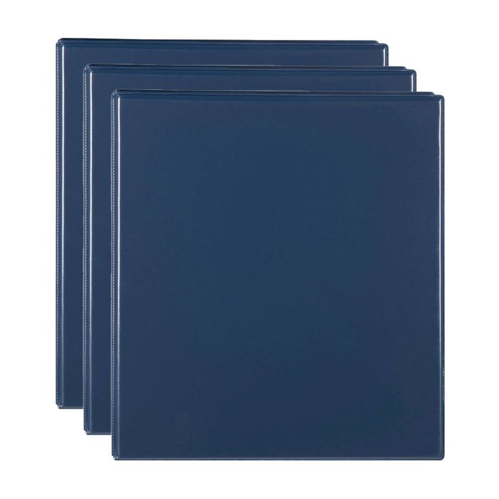 3x Marbig Clearview 3 D-ring Insert Binder A4 File 50mm Document Organiser Blue