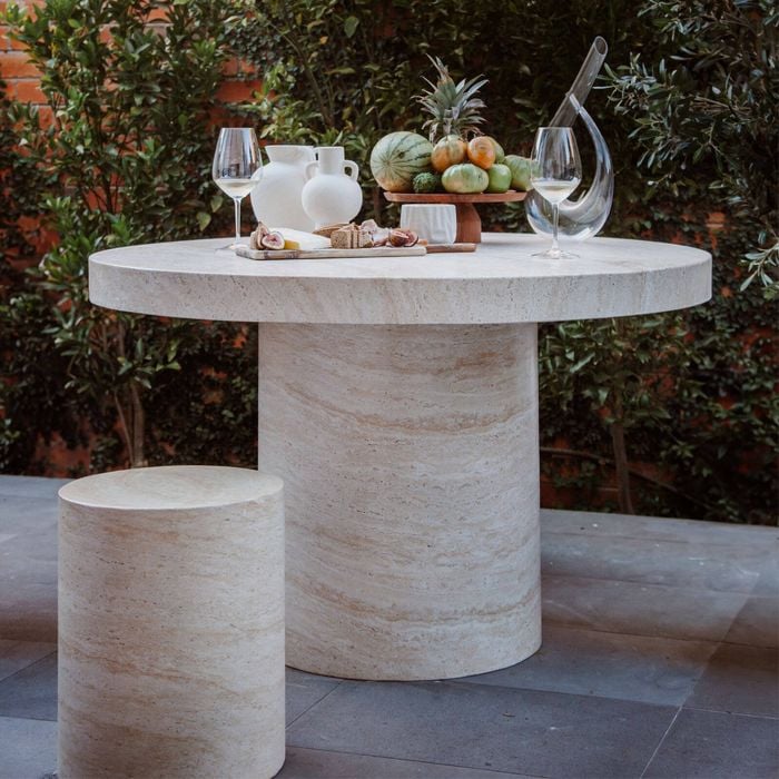 Home Bazar 122cm Taormina Travertine Dining Table