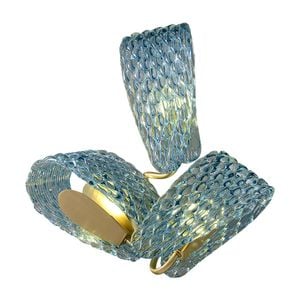LumenSphere Aquaflow 3-Light Wall Light - Brass Finish, Aqua Glass, Brass Frame, G9 Base