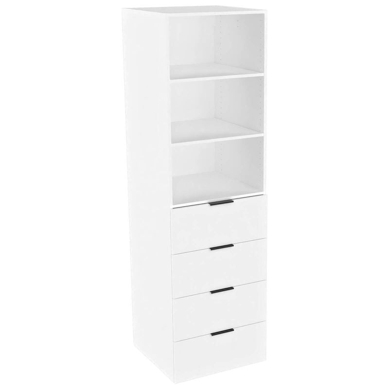 Lugna 2048 x 600 x 580mm White 2 Shelf 4 Drawer Storage Cabinet - White