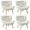 Oikiture 4x Armchair Accent Chairs Sherpa White