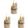 3PK LVD Metal/Wood LED Xmas Tree Santa Sack Stump Home Christmas Decor 11x21cm