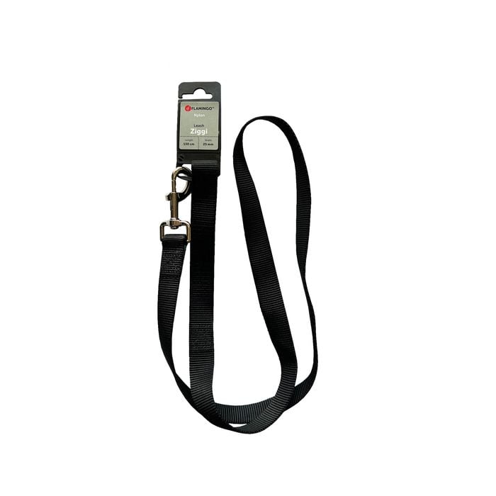 Flamingo Ziggi 130 x 2.5cm Black Dog Leash