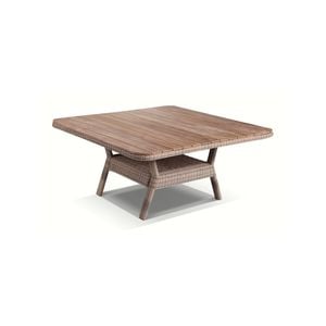 Bay Gallery Furnitire Low Dining 1.5m Square Glass Top Table Brushed Wheat