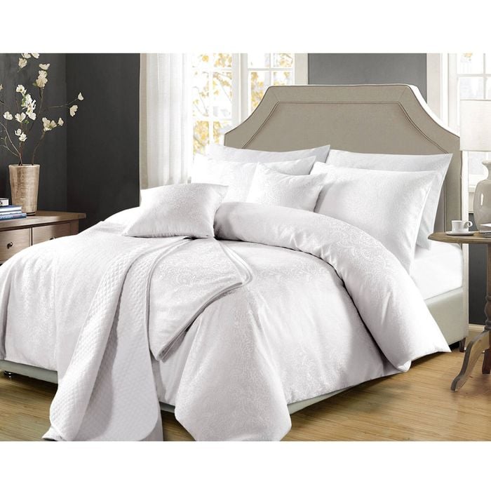 Perle Linge de Maison Celeste Quilt Cover Set White - Super King