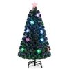 Costway 120cm Pre-Lit Fiber Optic Christmas Tree 125 PVC Branch Tip-Green