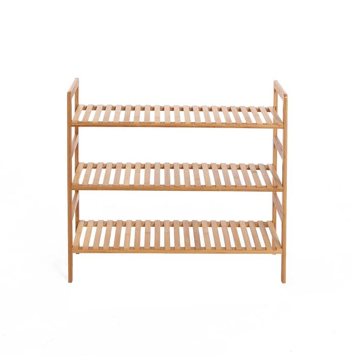 Sherwood Home 3-tier Essential Natural Bamboo Shoe Rack Light Brown 70x27x60cm
