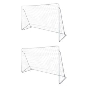 vidaXL 2x Football Goal Nets Steel 240x90x150cm Sporting Soccer Accessory