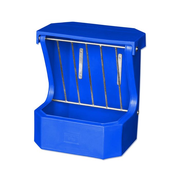 AgBoss Equine and Livestock Hay Rack Feeder With Lid 66x57cm Blue