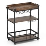 Costway Bar Cart Mobile Serving Cart Industrial w/Wine Rack