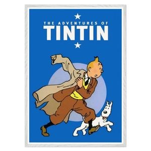Galrie The Adventures of Tintin Iconic Art Print - Classic Comic Cover Decoration, White Frame, A1 60 x 84cm (23 x 33inch)